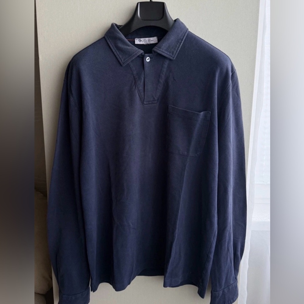 Authentic Loro Piana 100% Cotton Long Sleeve Polo Shirt